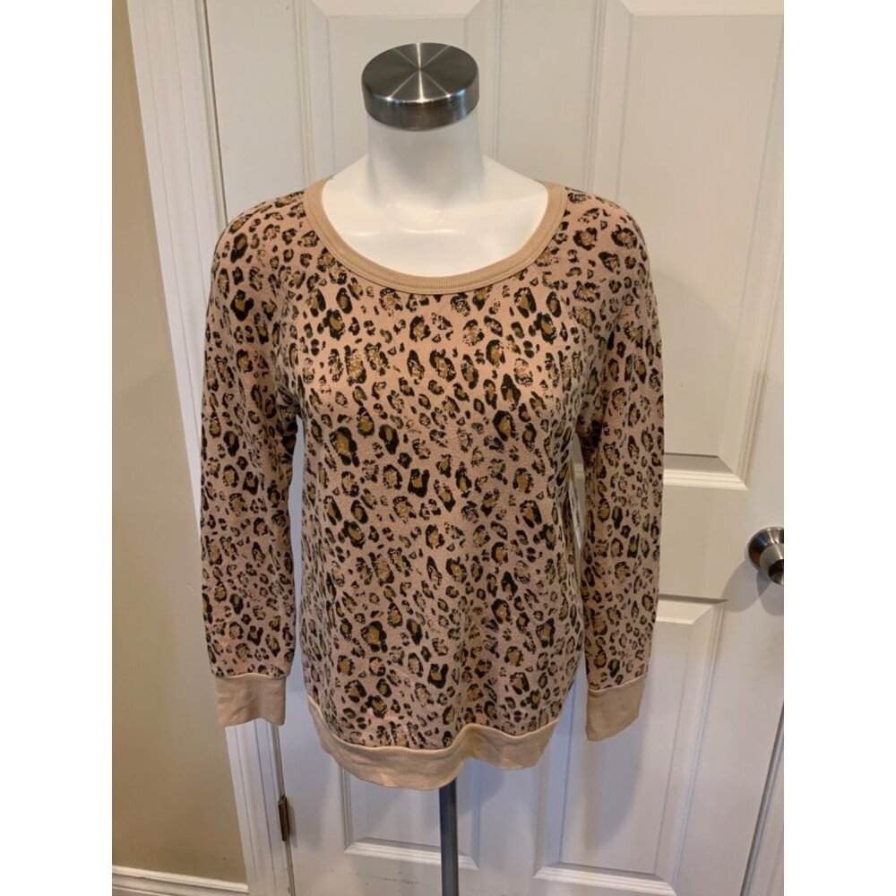 Joie Tan Leopard Print Sweatshirt, Size Small